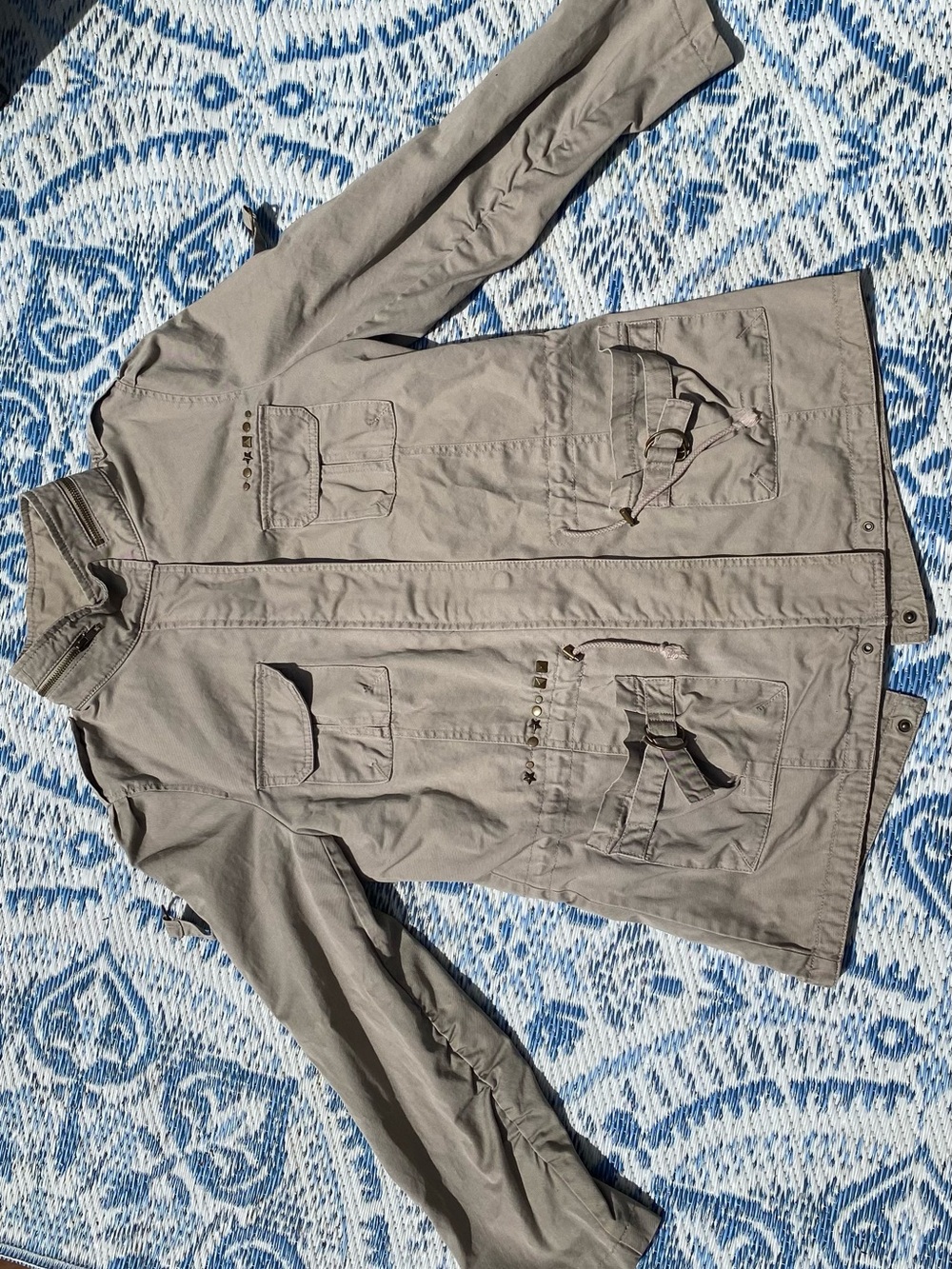 Black Rivet Taupe Utility Jacket Y2K